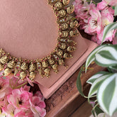 Vriksham Kundan Manga Lakshmi 1 gm gold Temple Bridal Set-Red White & Green-Gold Bead-G18822